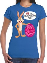 Paas t-shirt Ei will always love you blauw voor dames 2XL