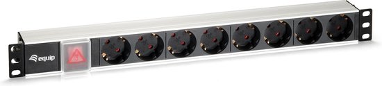 Equip 333293 Power Strip 8bay CEE7/7 w. switch, 1,8m cable, aluminium