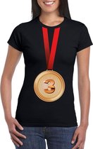Bronzen medaille kampioen shirt zwart dames L