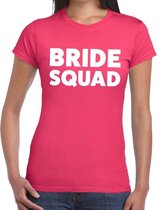 Bride Squad tekst t-shirt roze dames - dames shirt Bride Squad- Vrijgezellenfeest kleding M