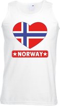 Noorwegen hart vlag singlet shirt/ tanktop wit heren XL