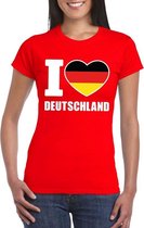 Rood I love Duitsland fan shirt dames XS