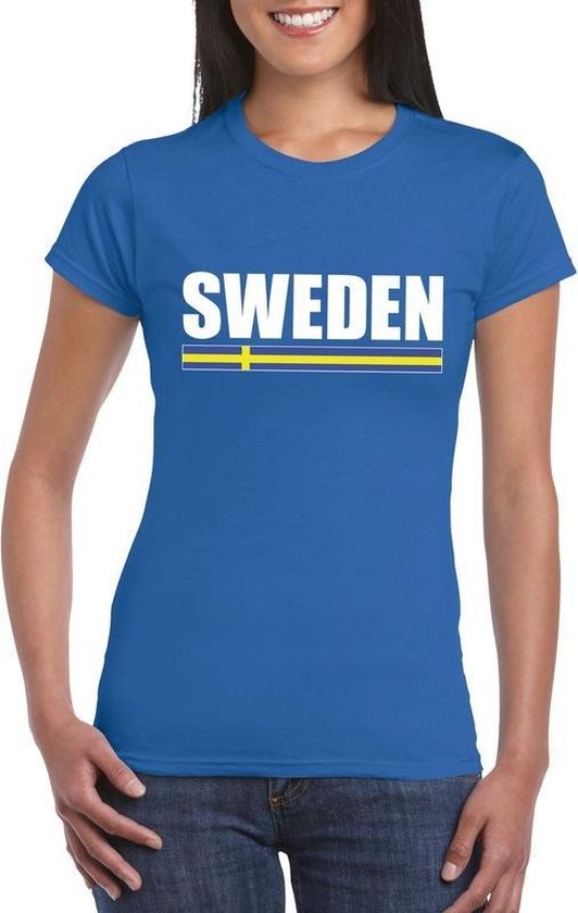 Blauw Zweden supporter t-shirt voor dames XS