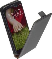 LG G2 Lederlook Flip Case hoesje Zwart