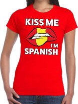 Kiss me I am Spanish t-shirt rood dames XS