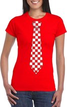 Rood t-shirt met geblokte Brabant stropdas voor dames 2XL