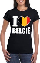 Zwart I love Belgie supporter shirt dames - Belgisch t-shirt dames XXL