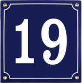 Emaille huisnummer blauw nr. 19