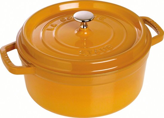 Cocotte Staub Ronde Noir - 24cm - Fonte Émaillée Haute Qualité
