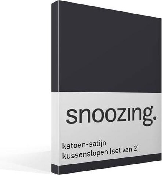 Snoozing - Katoen-satijn - Kussenslopen - Set van 2 - 60x70 cm - Antraciet