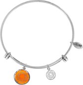 CO88 Collection Chakra 8CB 26005 Stalen Armband met Hangers - Sacral Chakra - One-size - Zilverkleurig / Oranje