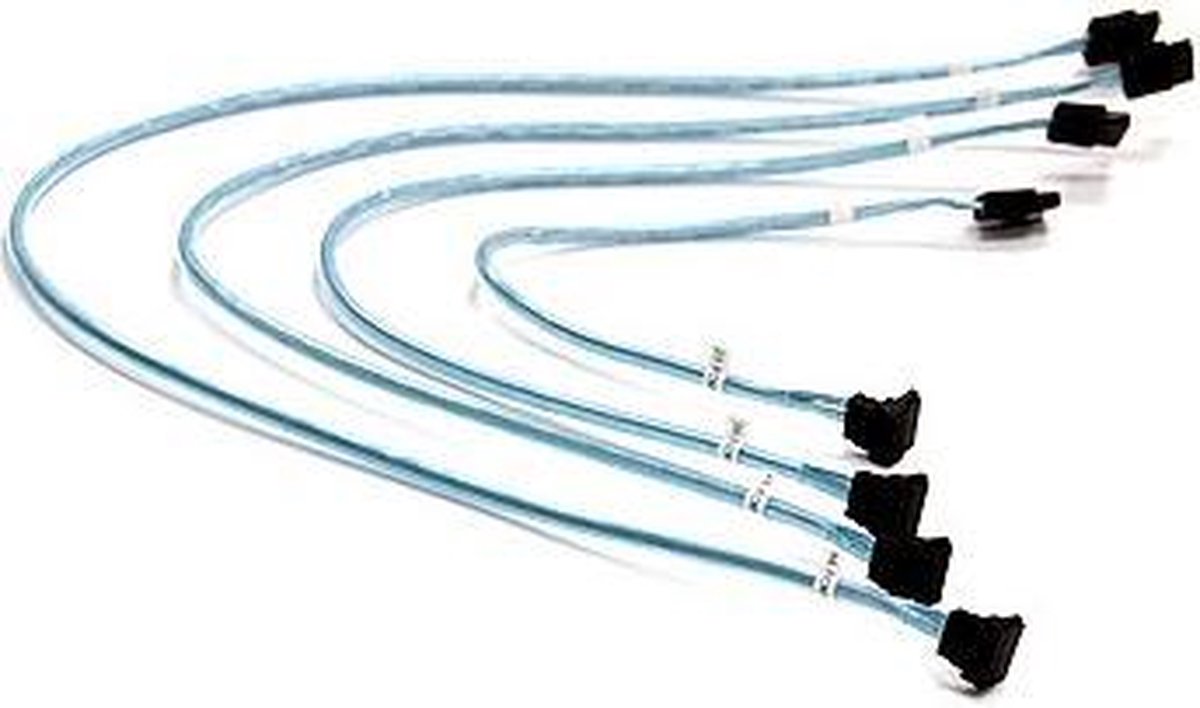 Supermicro 4 x Round SATA-kabel 0,56 m Zwart, Blauw, Wit