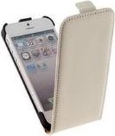 Pearlycase Echt leder flip case Y hoesje Wit voor Apple iPhone 5 / 5S