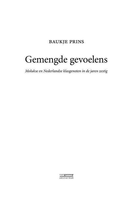 Boekcover van 'Gemengde gevoelens' van Baukje Prins. Achterkant met informatie over de auteur en recensies.