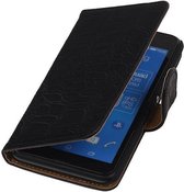Croco Bookstyle Hoes voor Sony Xperia E4g Zwart