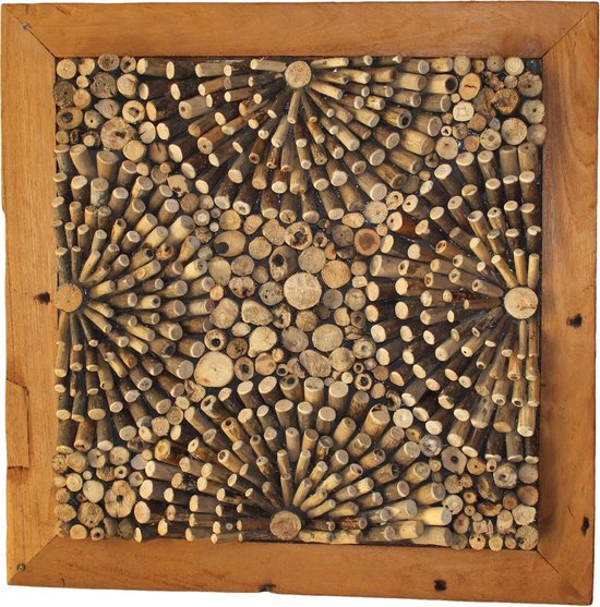 HSM Collection - Wanddecoratie 3d effect - oud root hout mozaiek | bol.com