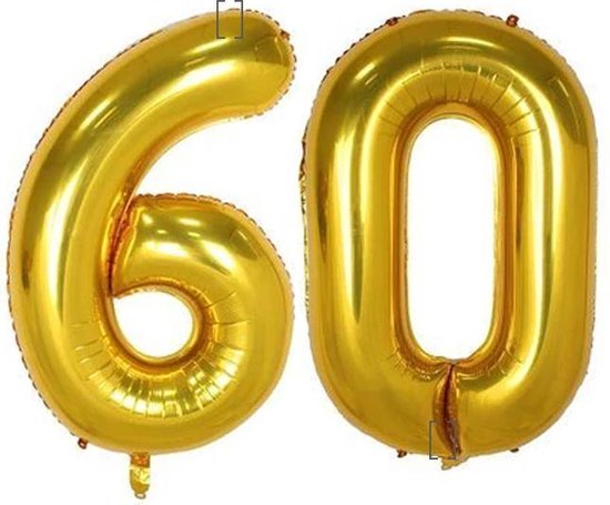 Gouden XL Folieballon cijfer 60 - 80/100 cm | bol.com
