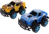 Jonotoys Monstertrucks Dino-print 6 Cm 2 Stuks Blauw/geel