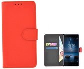 Étui portefeuille rouge uni pour Nokia 8