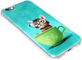 Kat met koffiebeker hoesje siliconen Geschikt voor iPhone 6 / 6S