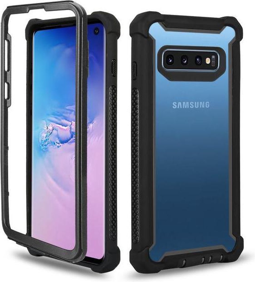 Pearlycase Robuuste Shockproof hoesje Zwart Geschikt voor Samsung Galaxy S10