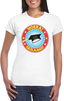 Geslaagd t-shirt met afstudeerhoedje wit dames 2XL