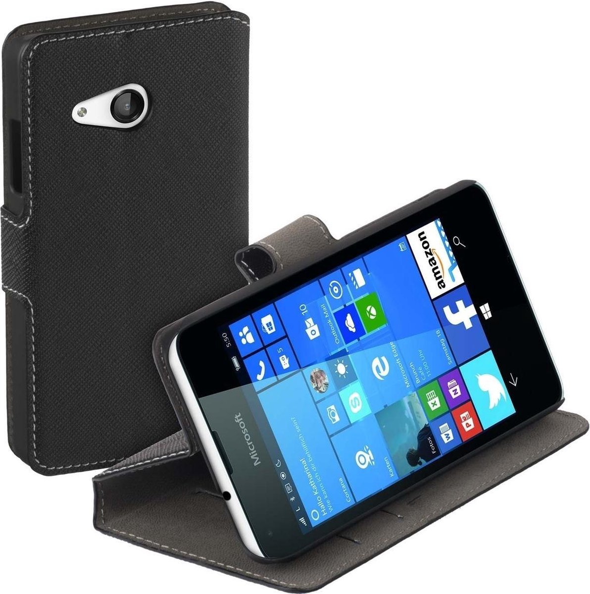 HC zwart bookcase voor de Microsoft Lumia 540 Dual SIM wallet cover