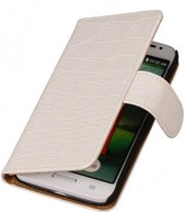 Bookcase Wit Croco Flip Wallet case Telefoonhoesje LG G2 Mini