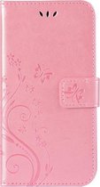 Huawei Y6 (2019) / Y6s Hoesje - Bloemen Book Case - Pink