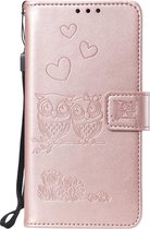OnePlus 7 Hoesje - Uilen Book Case - Rose Gold