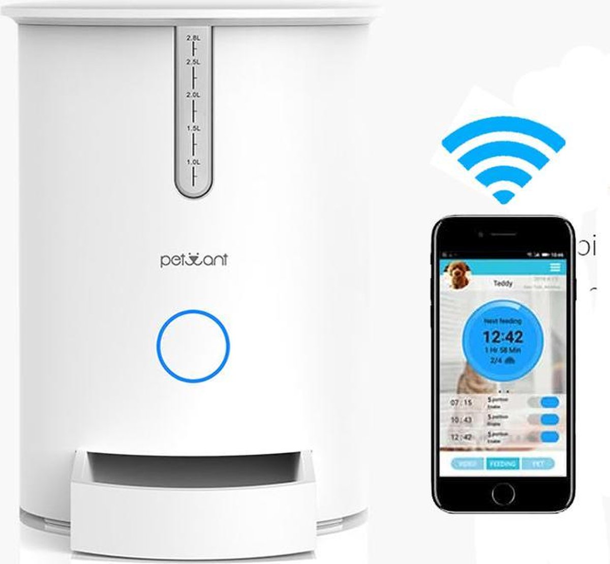 PetWant F3 WIFI Slimme Voerautomaat Speciaal voor uw Kat Eigenschappen: Verbind met App, WIFI Verb
