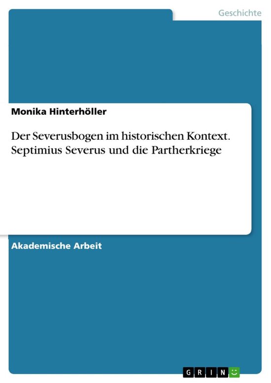 Der Severusbogen im historischen Kontext. Septimius Severus  ... - cover