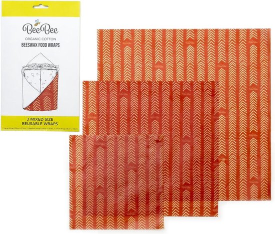 BeeBee Wraps Set van 3 verschillende maten Bijenwas Voedsel Wraps | Milieubewust en duurzaam alternatief voor vershoudfolie