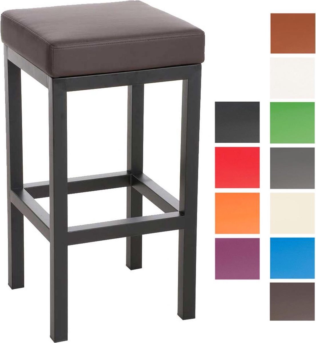 CLP Taylor Barkruk - zwart metalen frame - Zithoogte 78 cm - kunstleer - bruin/zwart