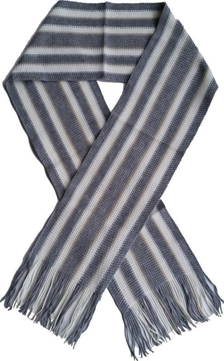 Sjaal - grijs-wit - streep
