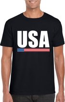 Zwart USA supporter t-shirt voor heren - Amerikaanse vlag shirts S