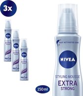 NIVEA Extra Strong Styling Mousse - Haarmousse - 3 x 150 ml - Voordeelverpakking
