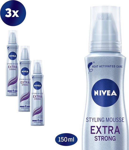 Tragisch ijsje oogopslag NIVEA Extra Strong Styling Mousse - Haarmousse - 3 x 150 ml -  Voordeelverpakking | bol.com