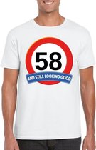 Verkeersbord 58 jaar t-shirt wit heren 2XL