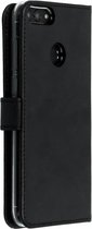 Selencia Hoesje Geschikt voor Huawei P Smart Hoesje Met Pasjeshouder - Selencia Echt Lederen Bookcase - Zwart