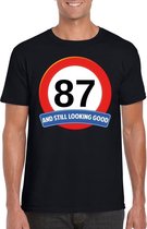 Verkeersbord 87 jaar t-shirt zwart heren XL