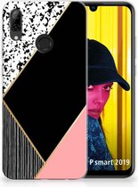 Huawei P Smart 2019 Uniek TPU Hoesje Black Pink Shapes