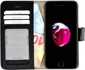 Pearlycase Echt Lederen Wallet Bookcase Geschikt voor Apple iPhone 7 met de handgemaakte Zwart Leren Telefoonhoesje