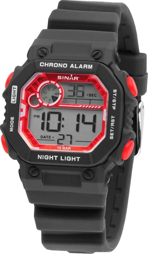 Sinar XE-55-1 digitaal horloge 35 mm 100 meter zwart/ rood | bol.com