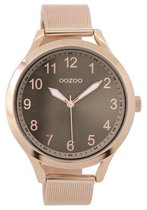 OOZOO Timepieces - Rosé goudkleurige horloge met rosé goudkleurige metalen mesh armband - C9117