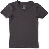 Little Label - t-shirt v-neck - anthracite - maat: 122/128 - bio-katoen