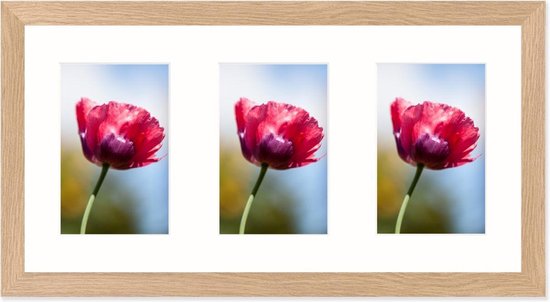 SecaDesign Anima Drieluik Fotolijst - Fotomaat 10x15 cm - Essenhout kleur