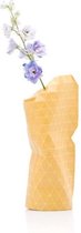 Tiny Miracles - Duurzame Design Vaas - Paper Vase Cover - Grid Yellow - Small