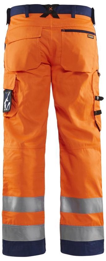 Blåkläder 1566-1811 Pantalon de travail haute visibilité classe 2 Oranje/ Bleu marine taille 50