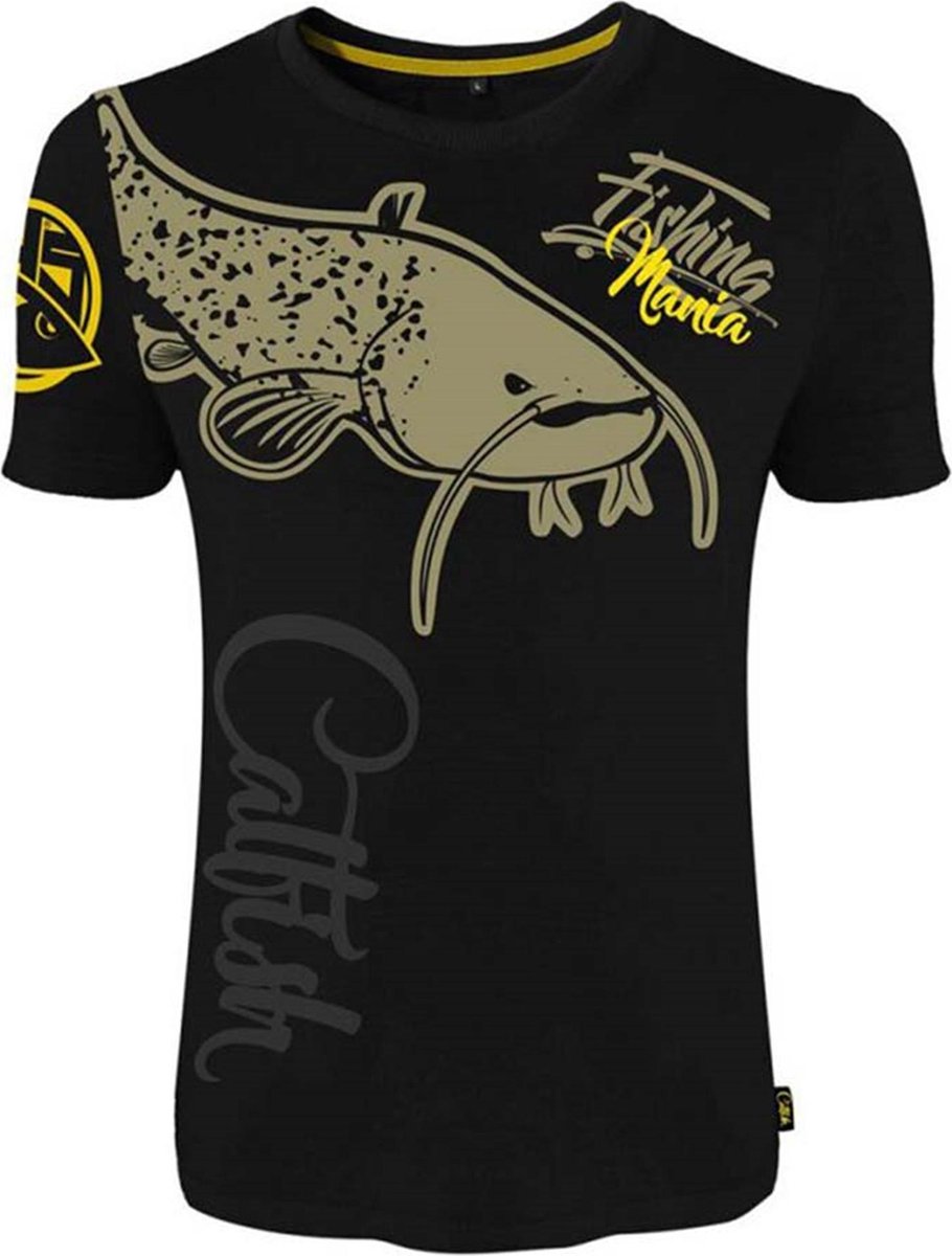 Hotspot Design T-Shirt | Fishing Mania Catfish | Black | Maat XXL